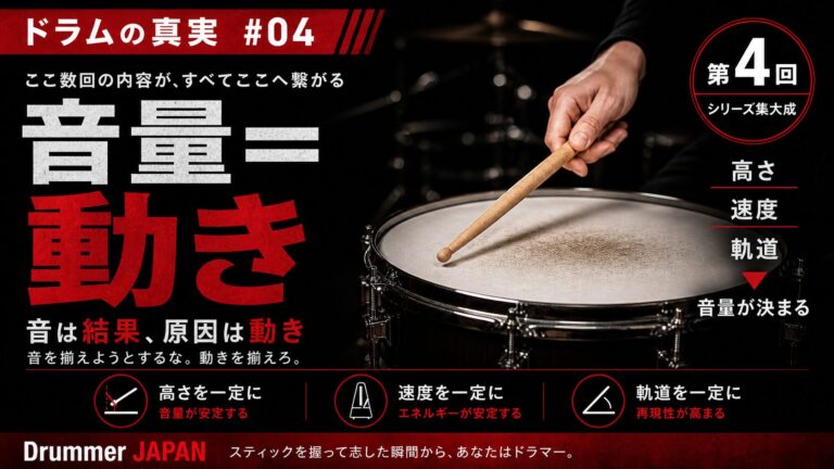 ドラムの真実 #1-3 まとめ｜音量は「動き」で決まる